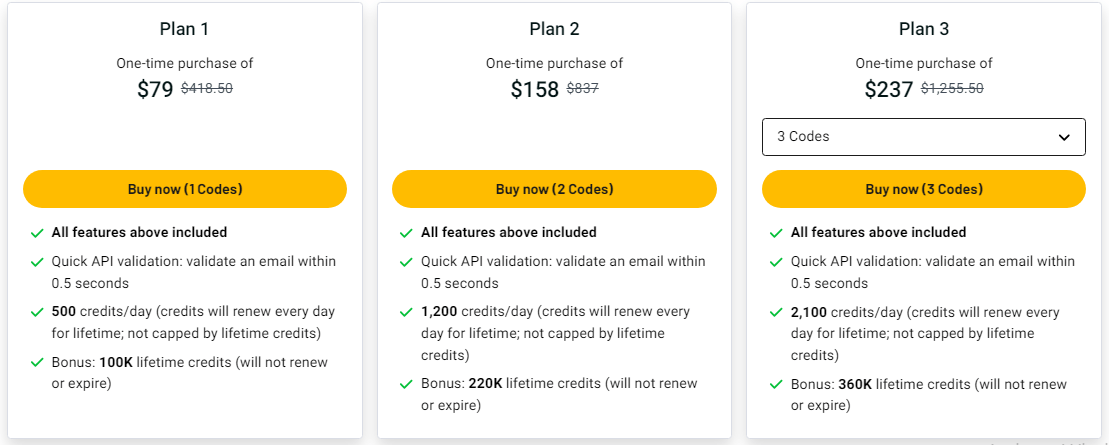 Reoon Email Verifier Plans & Features