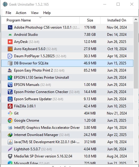 Geek Uninstaller Interface Geek Uninstaller
